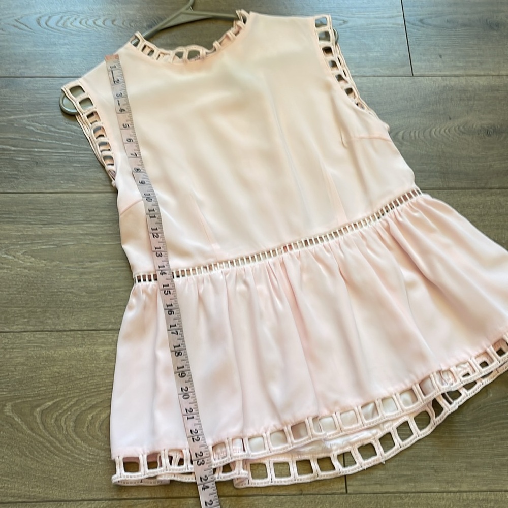 Cynthia Rowley Sleeveless Pink Silk Peplum Blouse Size Large - Picture 8 of 12